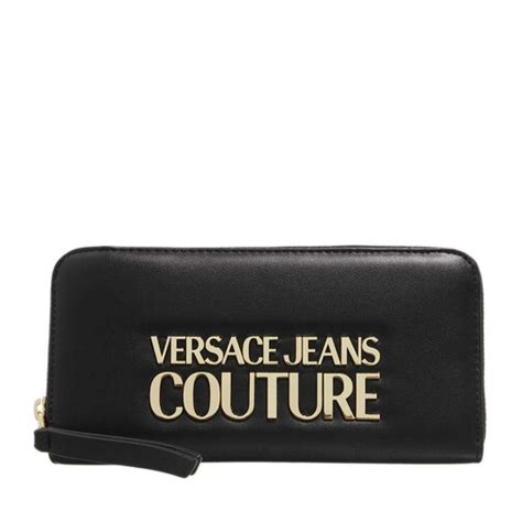 versace black zip around wallet